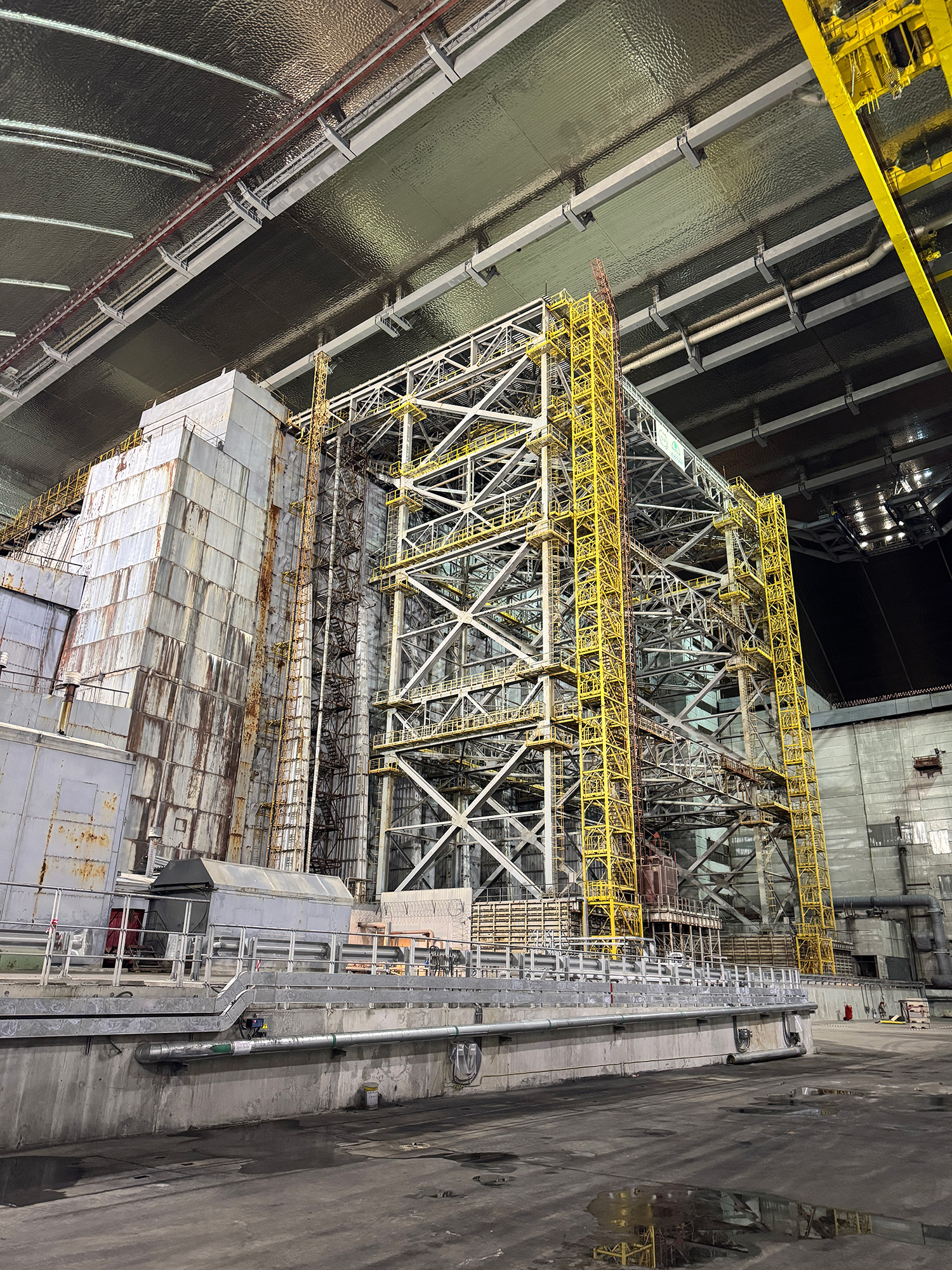 Inside the New Safe Confinement, the steel arch over Reactor 4.